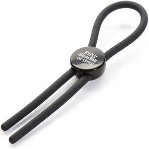  Тёмно-серое эрекционное кольцо с зажимом Again and Again Adjustable Cock Ring 