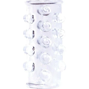  Прозрачная открытая насадка на пенис с шишечками BASICX TPR SLEEVE CLEAR 0.7INCH 
