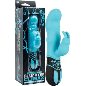  Голубой вибратор Design for Climax с клиторальным кроликом 17,5 см 