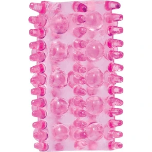  Фиолетовая насадка на пенис с шипами и шишечками BASICX TPR SLEEVE PINK 0.7INCH 