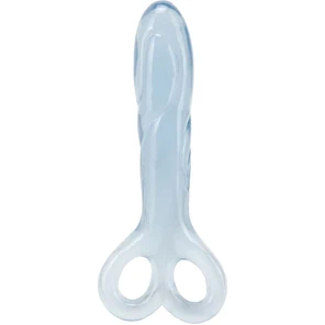  Голубой анальный массажер SOFT FLEX 2 FINGER HANDLE PROBE 12 см 