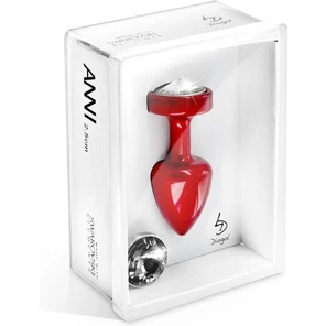  Красный анальный плаг Anni Magnet T1 Red Cristal/black с 2 заменяемыми кристаллами 6 см 
