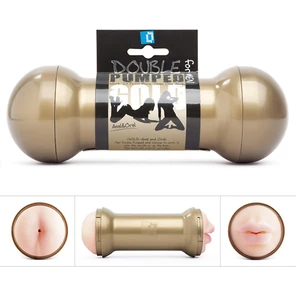  Двусторонний мастурбатор Double Pumped Gold ротик и анус 