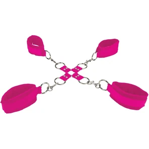  Розовый комплект оков Velcro hand and leg cuffs 