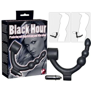  Эрекционное кольцо с вибрацией и анальным стимулятором Black Hour Penisring 