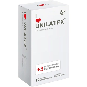  Ультратонкие презервативы Unilatex Ultra Thin 12 шт. 3 шт. в подарок 