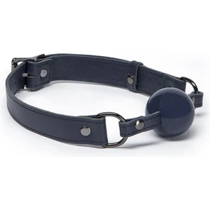  Тёмно-синий кляп-шар на кожаных ремешках No Bounds Collection Large Ball Gag 