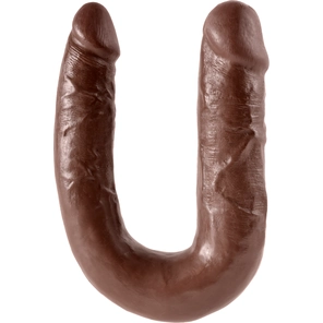  Коричневый U-образный фаллоимитатор U-Shaped Medium Double Trouble 34,6 см 