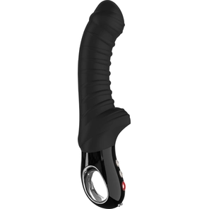  Черный вибратор с рёбрышками Tiger Black Line 22,3 см 