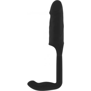  Чёрная насадка с анальной вставкой Stretchy Penis Exten and Plug No.38 