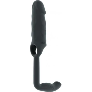  Серая насадка с анальной вставкой Stretchy Penis Exten and Plug No.38 