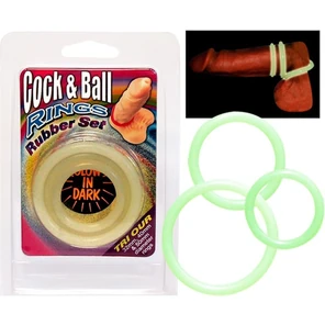  Набор из 3 светящихся в темноте колец Cock Ball Rings Glow 