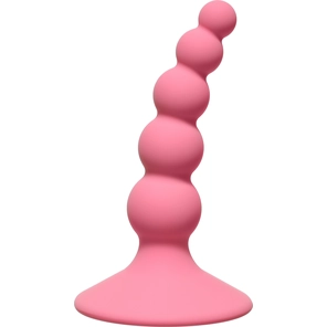  Розовая анальная пробка Ribbed Plug Pink 10,5 см 