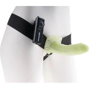  Флуоресцентный полый страпон унисекс с вибрацией For Him or Her ​Vibrating Hollow Strap-On 15 см 