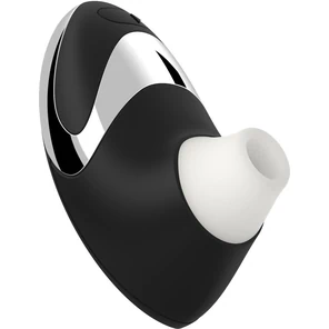  Чёрный бесконтактный стимулятор с хромированной вставкой Womanizer W500 Black Chrome 