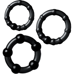  Набор из 3 чёрных эрекционных колец A-toys 