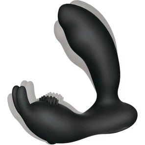  Чёрный массажёр простаты Prostate Rabbit с вибрацией и пультом ДУ 