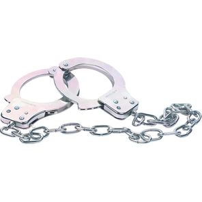  Наручники из металла с длинной цепочкой CHROME HANDCUFFS METAL HANDCUFFS W. KEY 