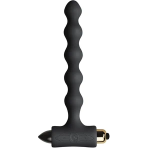  Чёрная анальная цепочка с вибрацией PETITE SENSATIONS PEARLS BLACK 16,9 см 