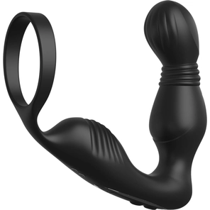  Черный вибростимулятор простаты с эрекционным кольцом Ass-Gasm Pro P-Spot Milker 