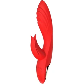  Красный вибратор-кролик 5’’ Silicone Kissing 20,2 см 