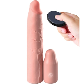  Телесная вибронасадка на член 3 Vibrating Mega X-tension with Remote 22,9 см 