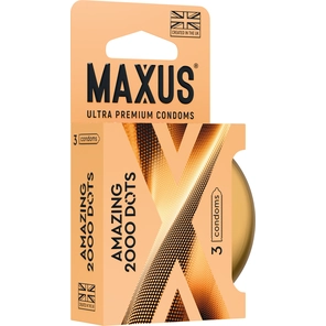  Точечные презервативы MAXUS 2000 Amazing Dots с железным кейсом 3 шт 