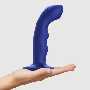  Синяя насадка-стимулятор Strap-On-Me Tapping Dildo Wave 