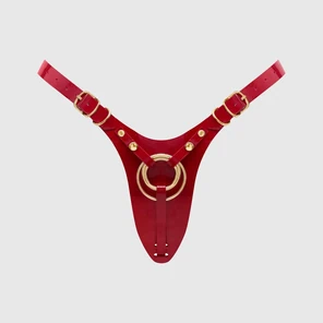  Красный пояс для фиксации насадок Strap-On-Me Leatherette Harness Fabulous 