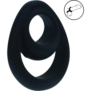  Черное эрекционное кольцо Double Ergo Silicone Cockring 