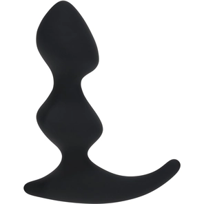  Черная анальная пробка для массажа простаты Double Ripple Silicone Prostate Massager 
