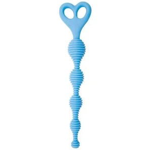  Голубая анальная цепочка с рёбрышками Climax Anal Silicone Stripes 20,3 см 