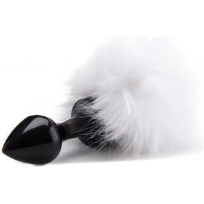  Чёрная анальная пробка Beginner Bunny Tail Buttplug с заячьим хвостиком 