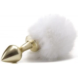  Золотистая анальная пробка Beginner Bunny Tail Buttplug с заячьим хвостиком 