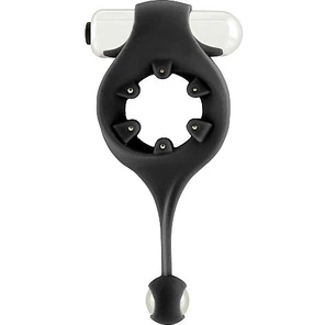  Чёрное эрекционное виброкольцо Infinity Vibrating Cockring with Dangling Ball 