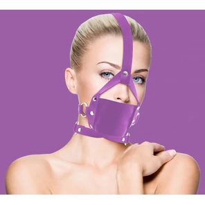  Фиолетовый кожаный кляп Leather Mouth Gag 