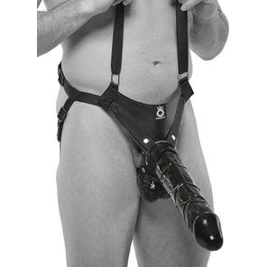  Страпон-система с чёрной насадкой 12 Hollow Strap-On Suspender System 30 см 