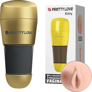  Мастурбатор-вагина Pussy style Kitti в золотистой колбе 