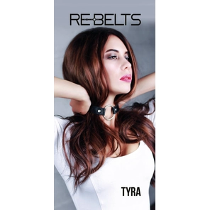  Чёрный кожаный чокер-кляп Tyra Black 