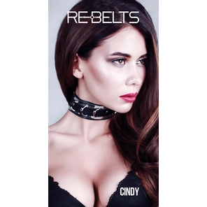  Ошейник Cindy Black с зеркальным элементом 