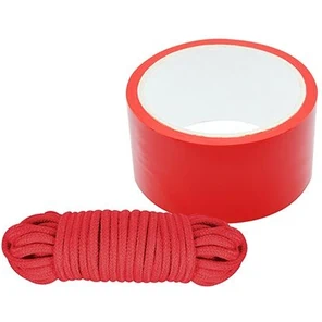  Набор для фиксации BONDX BONDAGE RIBBON LOVE ROPE: красная лента и веревка 