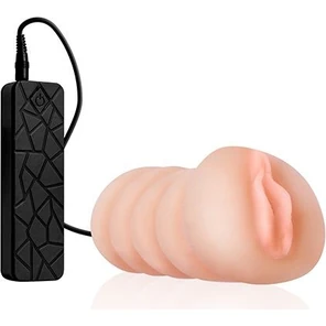  Мастурбатор-вагина REALSTUFF VIBRATING MASTURBATOR PUSSY с 10 режимами вибрации и проводным пультом 