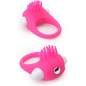  Розовое эрекционное кольцо с щеточкой Silicone Stimu Ring 