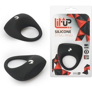  Чёрное эрекционное кольцо LIT-UP SILICONE STIMU RING 7 