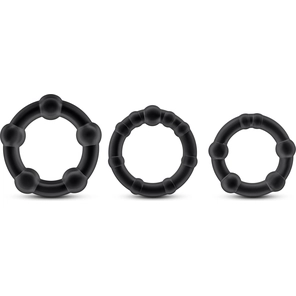  Набор из 3 чёрных эрекционных колец Stay Hard Beaded Cockrings 