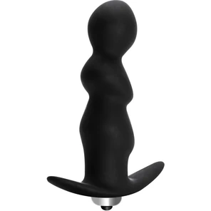  Чёрная анальная пробка с вибрацией Spiral Anal Plug 12 см 