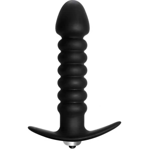  Чёрная анальная пробка с вибрацией Twisted Anal Plug 13 см 