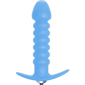  Голубая анальная пробка с вибрацией Twisted Anal Plug 13 см 