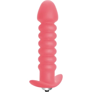 Розовая анальная пробка с вибрацией Twisted Anal Plug 13 см 