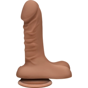  Бежевый фаллоимитатор с мошонкой на присоске The D Super D 6 Caramel 16,5 см 
